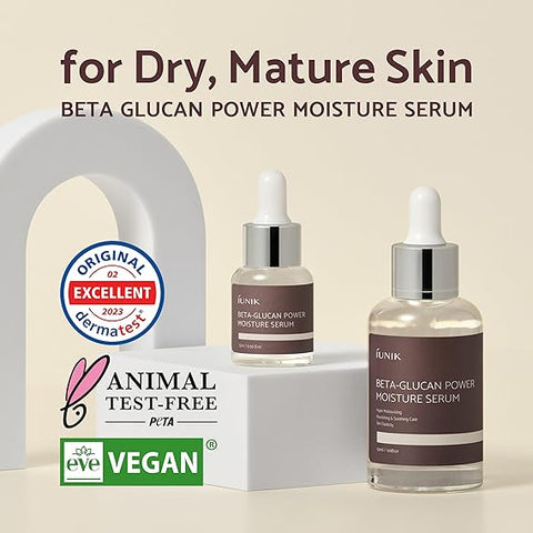 iUNIK 98% Beta-Glucan Power Deep Moisture Serum, Mushroom Yeast Extracts Lifting Natural Ingredients Serum Ampoule