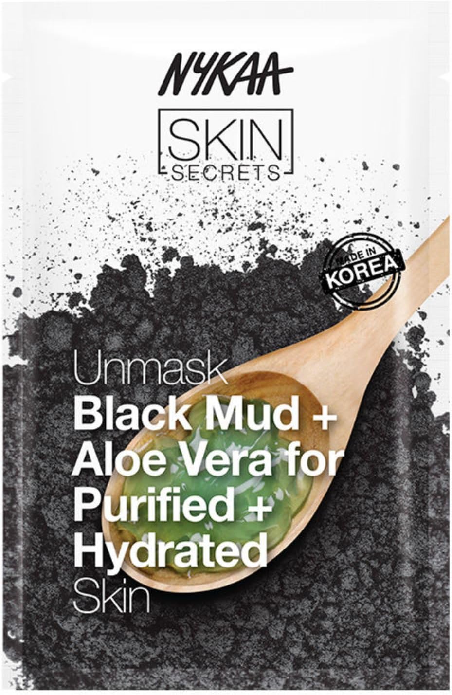 NYKAA Skin Secrets Black mud & Aloe Vera Sheet Mask