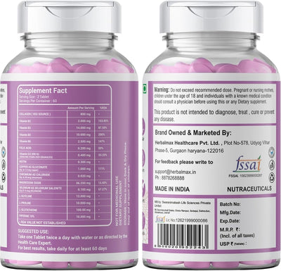 Herbal Max Collagen 800mg Tablets - Beauty and Joint Health Supplement, 60 Count - Image 7