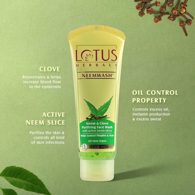 Lotus Herbal Neem & Clove Face Wash with Active Neem Slices - 120 G - Image 3