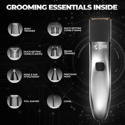 Beardo Chrome Beast Grooming Kit with 6 Attachments & 40 Settings - Image 3