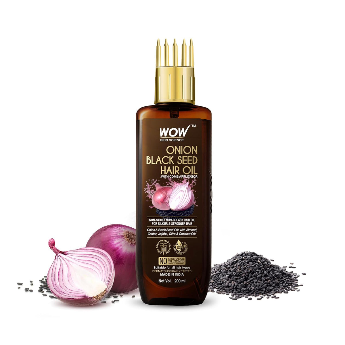 Wow Skin Science Onion Black Seed Hair Oil 200ml With Comb