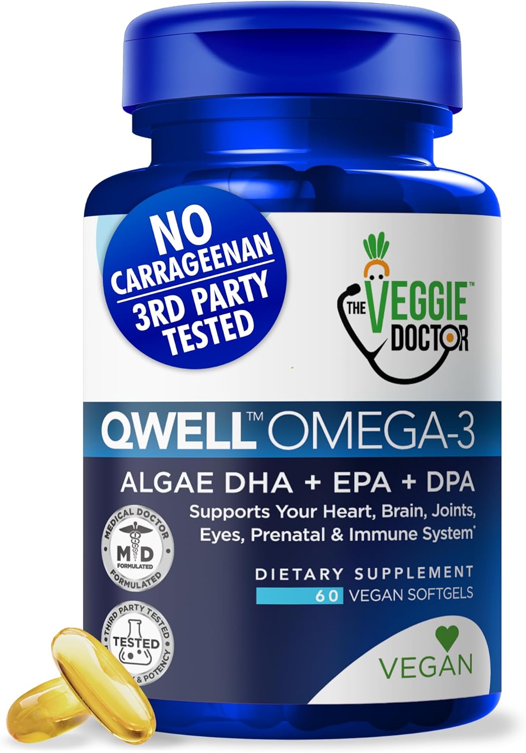 The Veggie Doctor Qwell Omega-3 Capsules - 60 Count