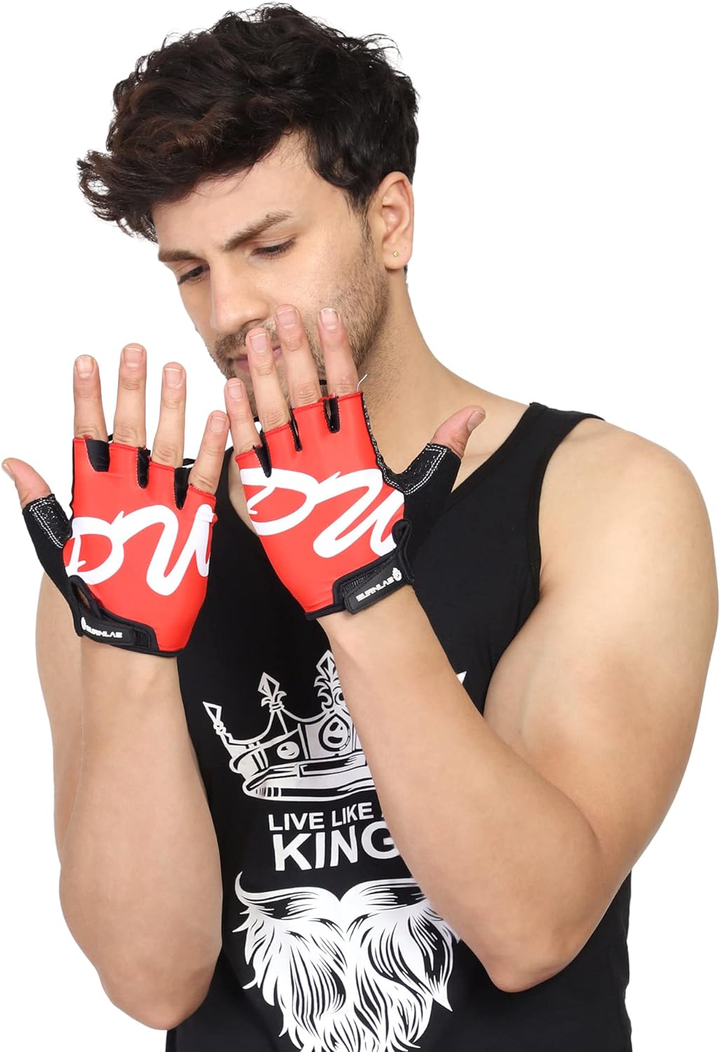 Burnlab Basic Gym Gloves with Wrist Support, Red - Size S - Image 8