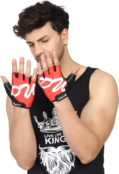 Burnlab Basic Gym Gloves with Wrist Support, Red - Size S - Image 8