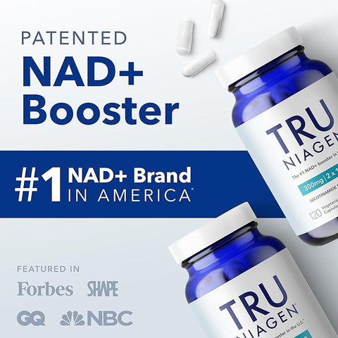 TRU NIAGEN Patented NAD+ Supplement for Anti Aging and Cell Regeneration, Niagen, 60 300 mg Servings | Supports Cellular Energy, Brain, Muscle | Nicotinamide Riboside (NR) Take 2 Daily | 2 Bottles