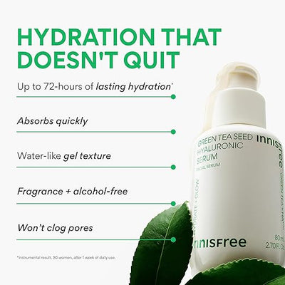 Innisfree Green Tea Seed Hyaluronic Serum - Face Treatment - 80ml - Image 8