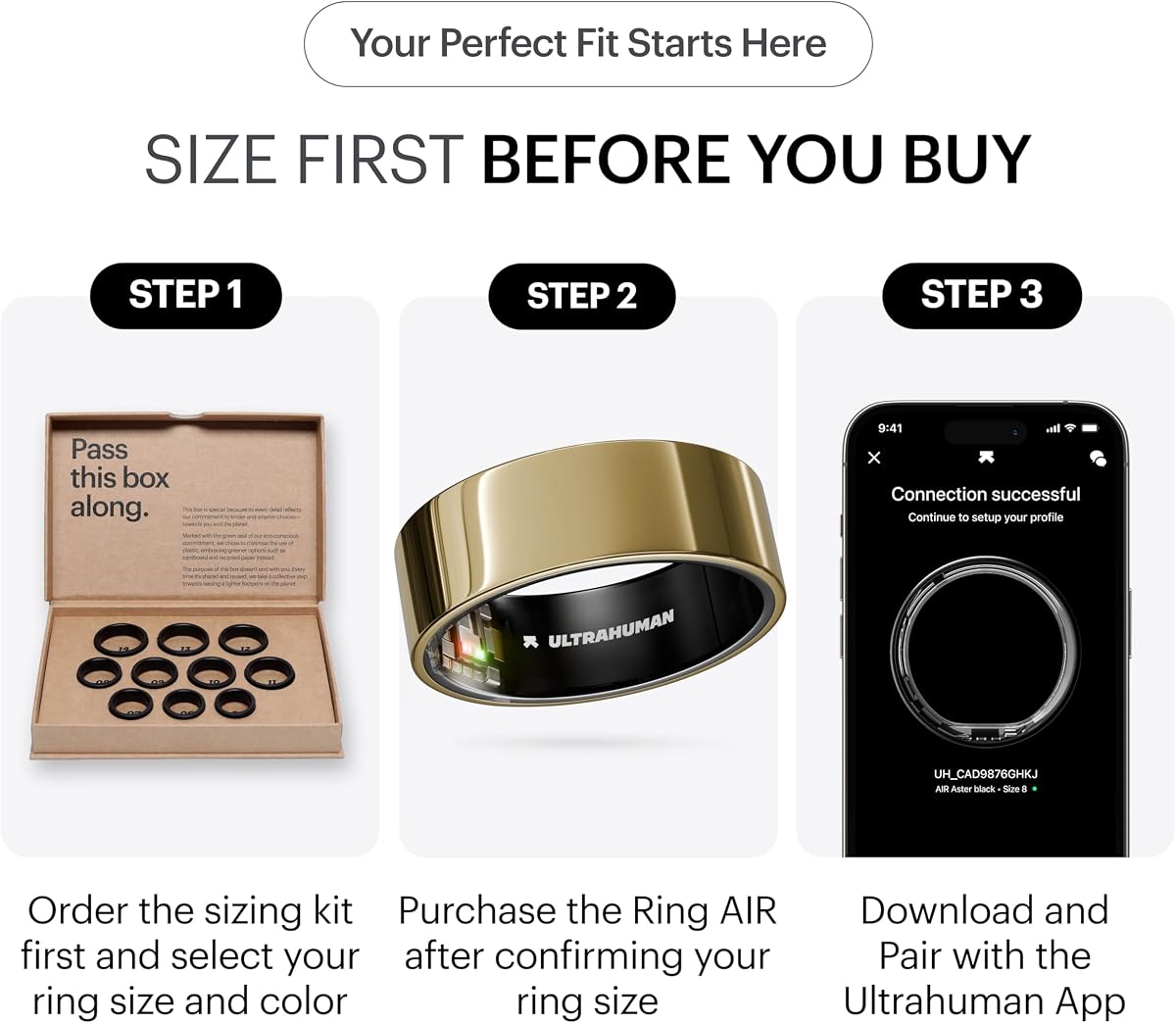 Ultrahuman AIR Smart Ring - Bionic Gold, Size 14, Health Tracker - Image 2