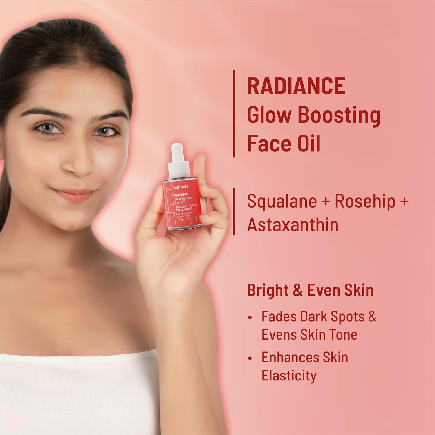 Biocule Radiance Glow Boosting Face Oil : Squalane + Rosehip + Astaxanthin 30ml