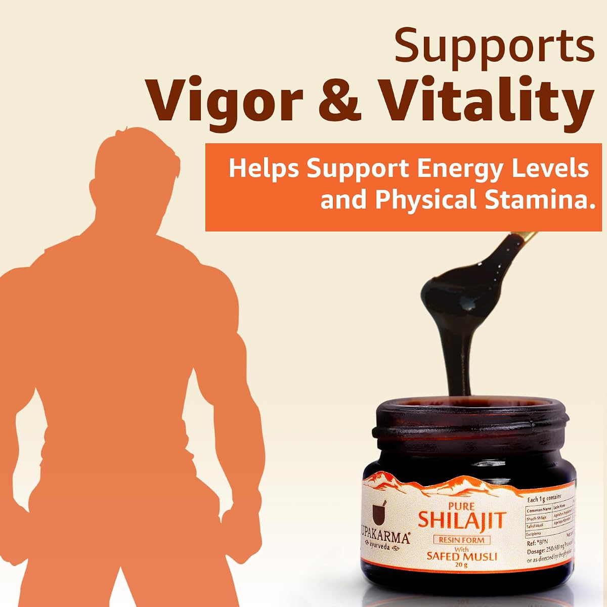 Upakarma Shilajit with Safed Musli Resin - 20g Ayurvedic Supplement - Image 5