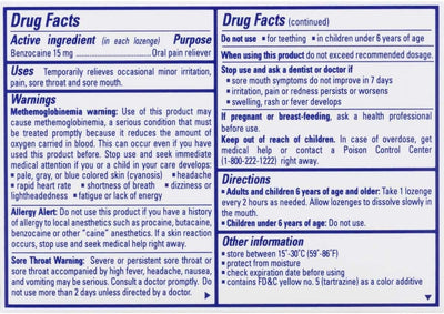 Chloraseptic Warming Sore Throat Lozenges - Honey Lemon, 18 Pack - Image 2