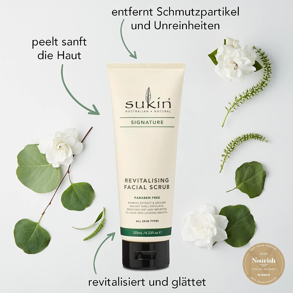 Sukin Revitalising Facial Scrub with Bamboo & Walnut Shell - 125ml - Image 2