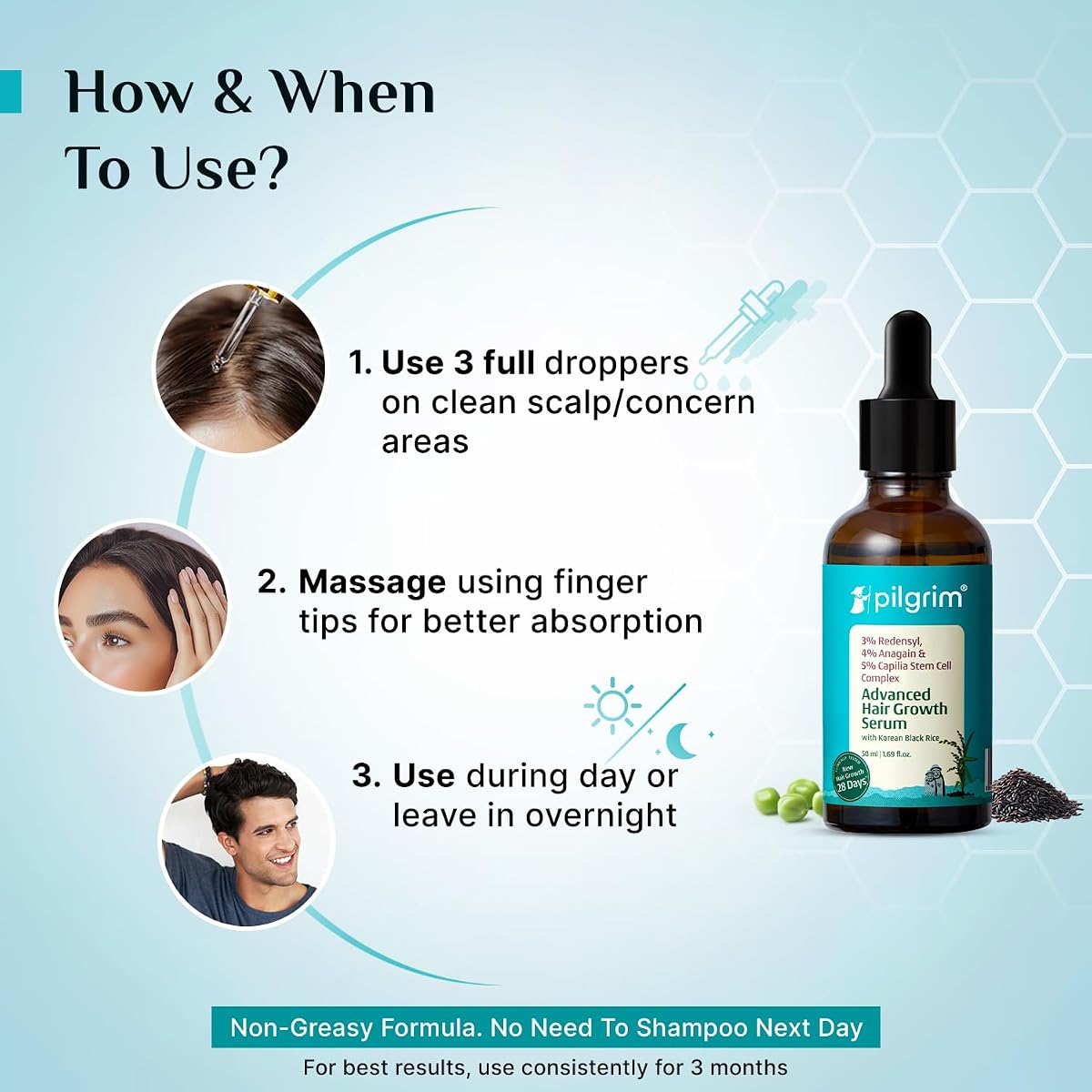 Pilgrim Hair Growth Serum with Redensyl, Anagain, Capilia StemCell - 50ml - Image 4