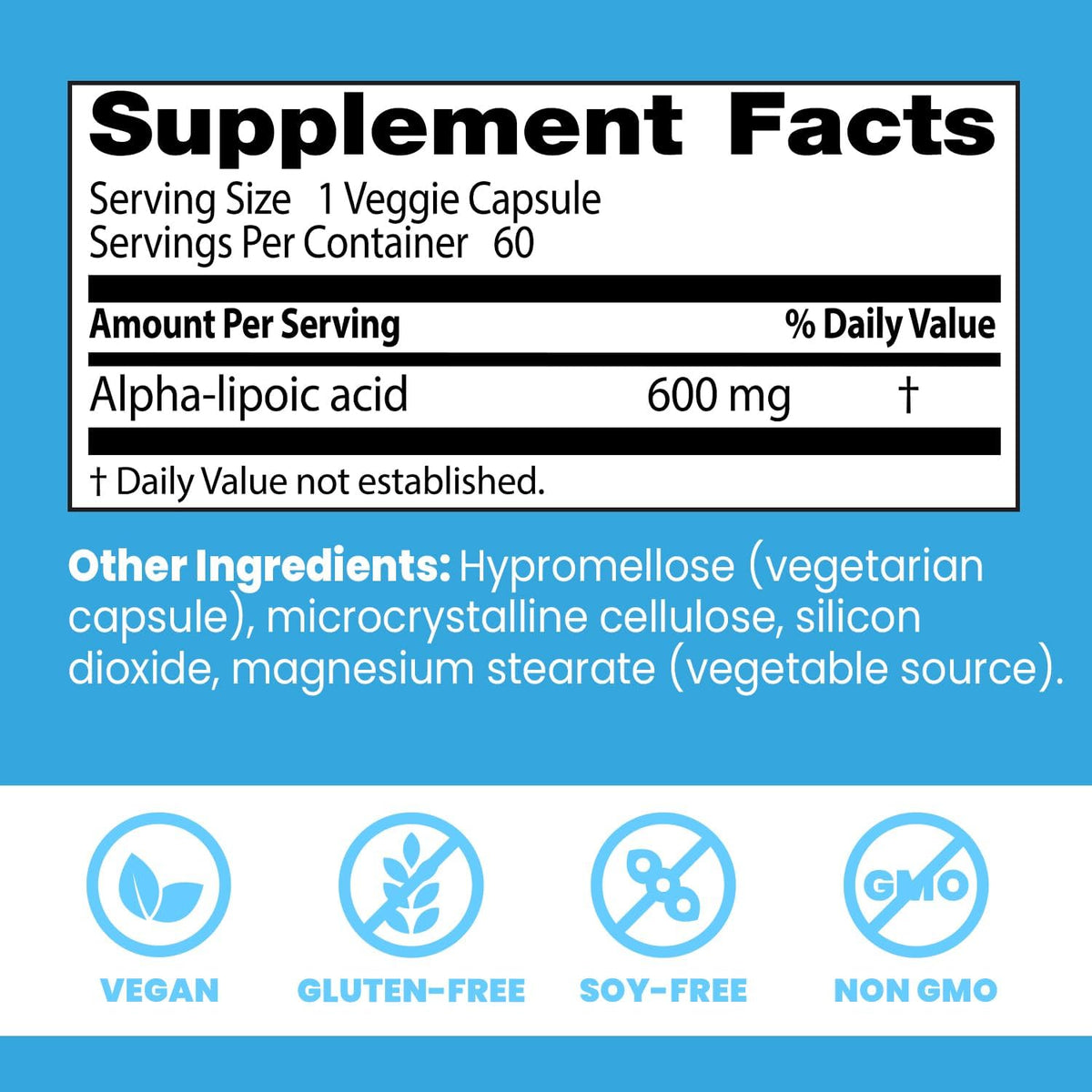 Dr Best Alpha-Lipoic Acid 600mg - 60 Vegetarian Capsules - Image 3