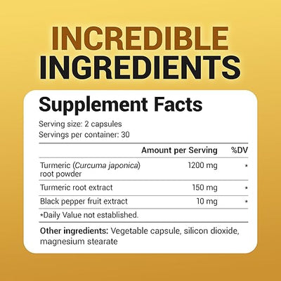 Dr. Berg Turmeric Curcumin Dietary Supplement Capsules - 60 Count - Image 3