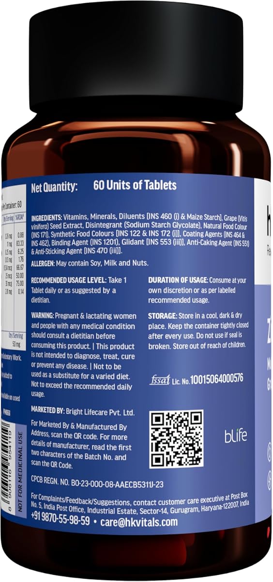 HK Vitals Zinc Supplements with Vitamin C & D3 - 60 Tablets - Image 7