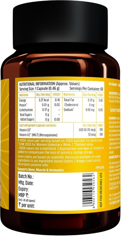 HK Vitals Vitamin D3 600 IU Capsules with Sunflower Oil - 60 Count - Image 7