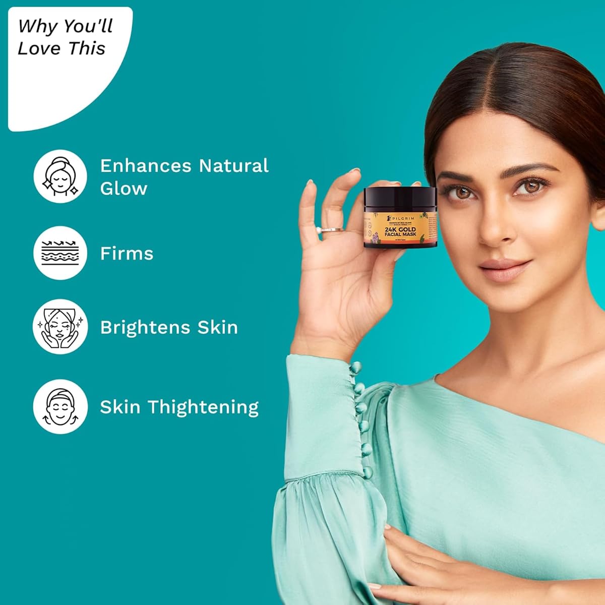 Pilgrim 24K Gold Face Mask - Hydrating & Radiance Boost - 50g - Image 3