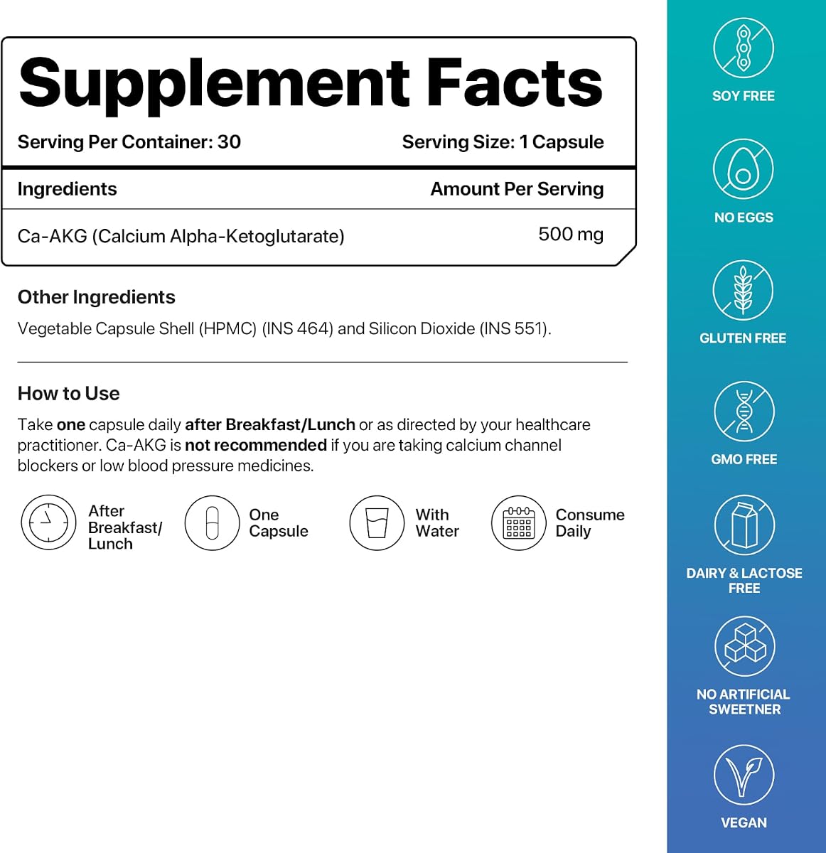 Decodeage Calcium Alpha-Ketoglutarate (Ca-AKG) Capsules - 30 Capsules - Image 3