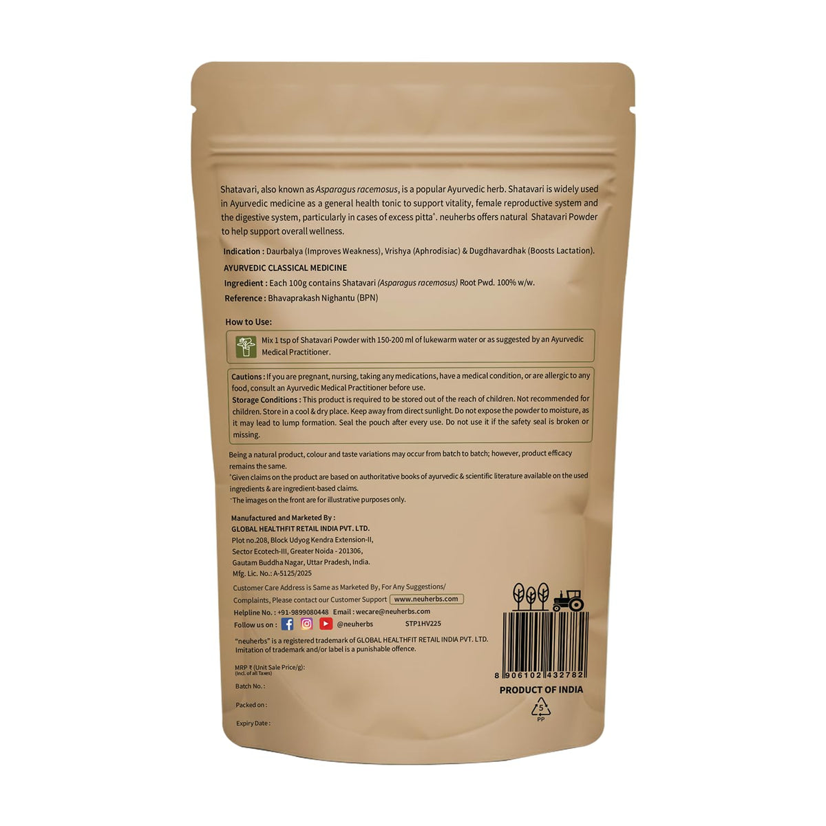Neuherbs Shatavari Powder 100gm