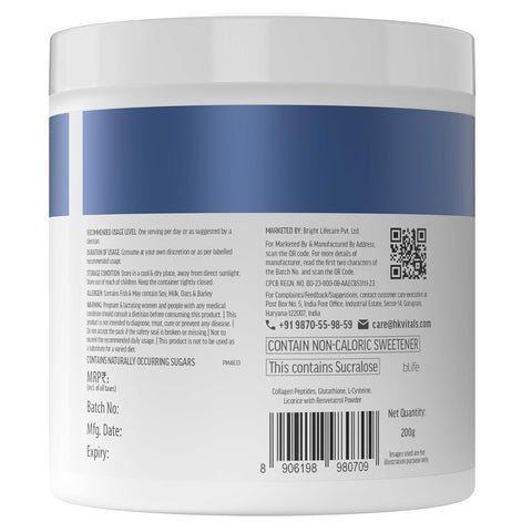 HK Vitals Skin Radiance Marine Collagen Supplement (Watermelon, 200G) |Vitamin C, E, Sodium Hyaluronate | For Healthy Skin, Hair & Nails for Men