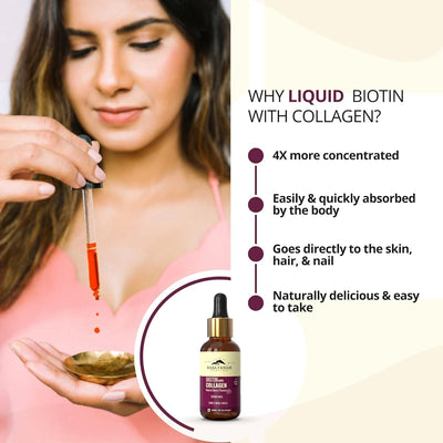 Rasayanam Liquid Biotin & Collagen - Natural Berry Flavour, 25000mcg, 50ML - Image 4
