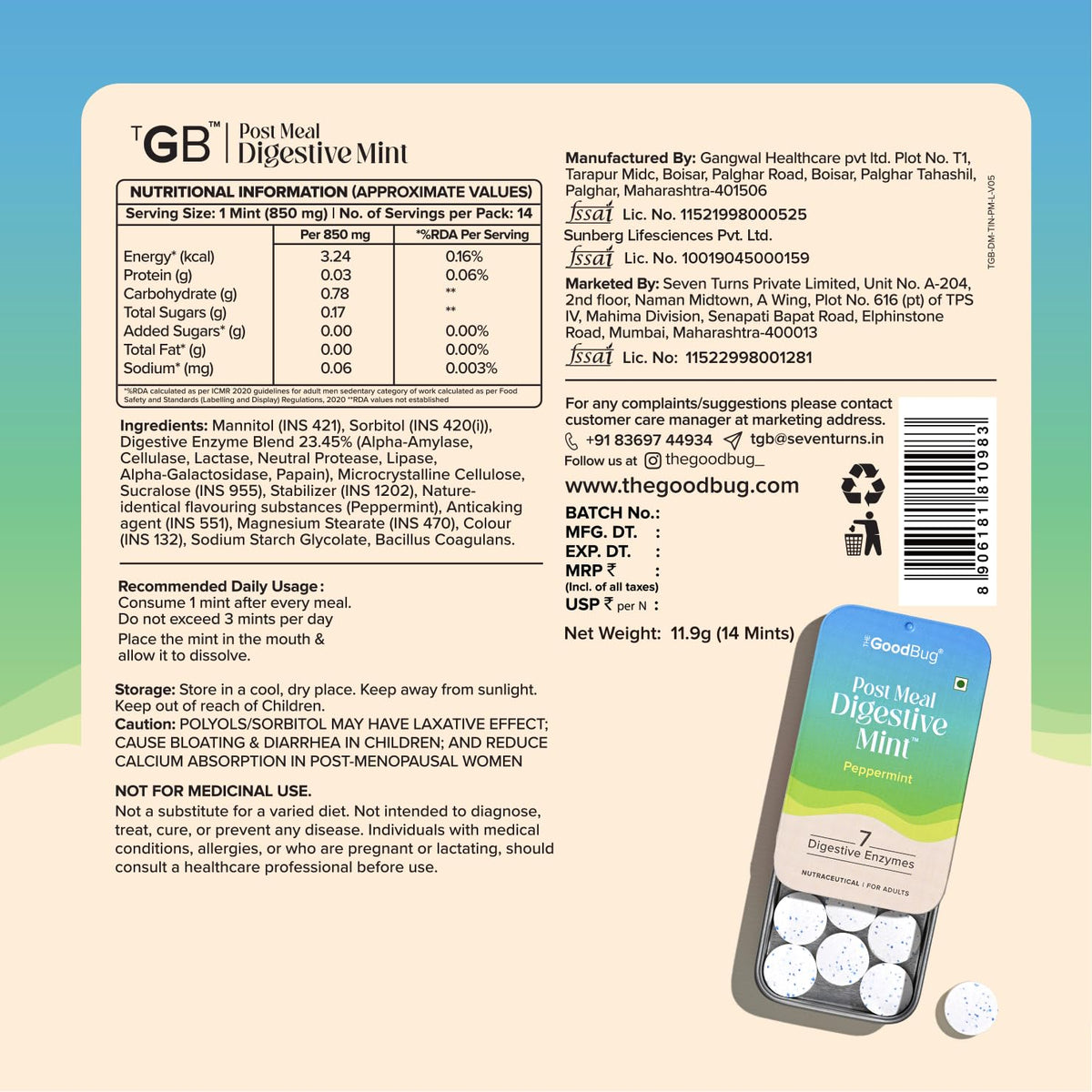 The Good Bug Post Meal Digestive Mint - Papermint, Pack of 14 - Image 2