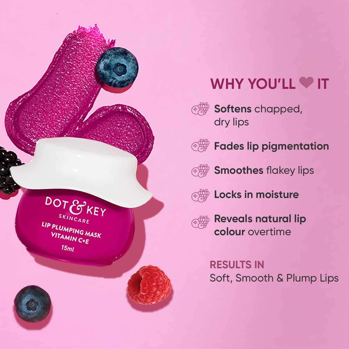 Dot & Key Lip Plumping Sleeping Mask - 15ml - Image 3