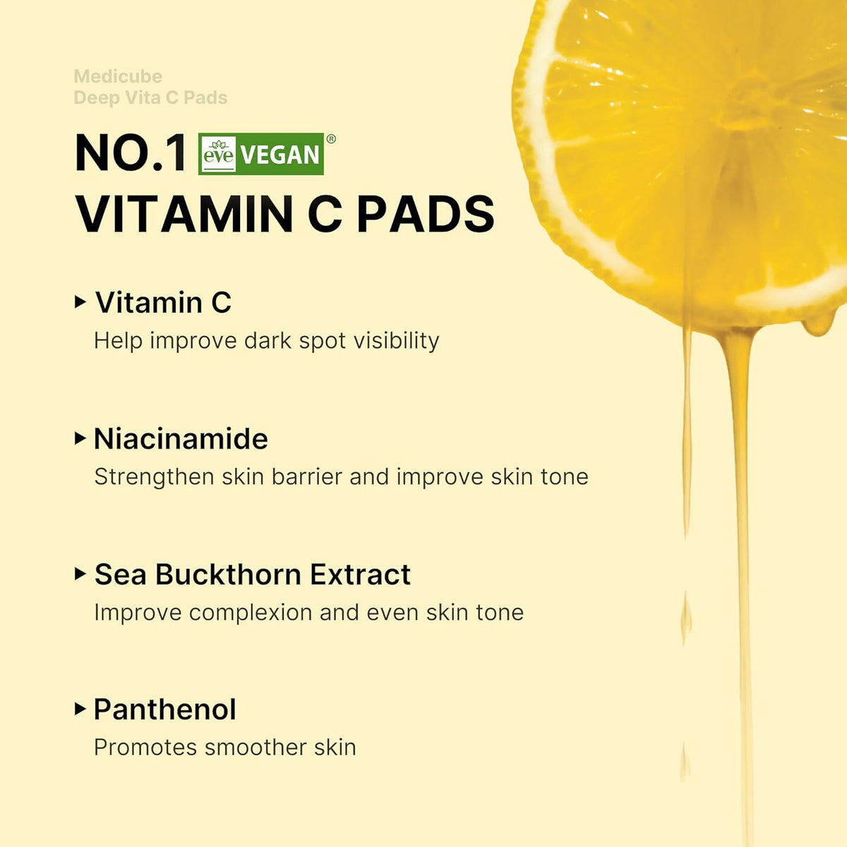 Medicube Deep Vita C Facial Pads - Vitamin C Toner Pads, 70 Sheets - Image 3