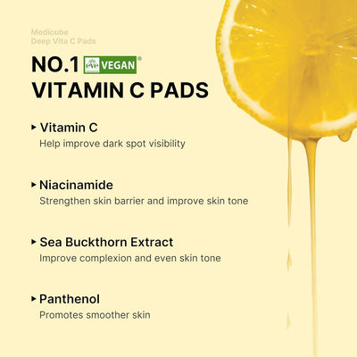 Medicube Deep Vita C Facial Pads - Vitamin C Toner Pads, 70 Sheets - Image 3