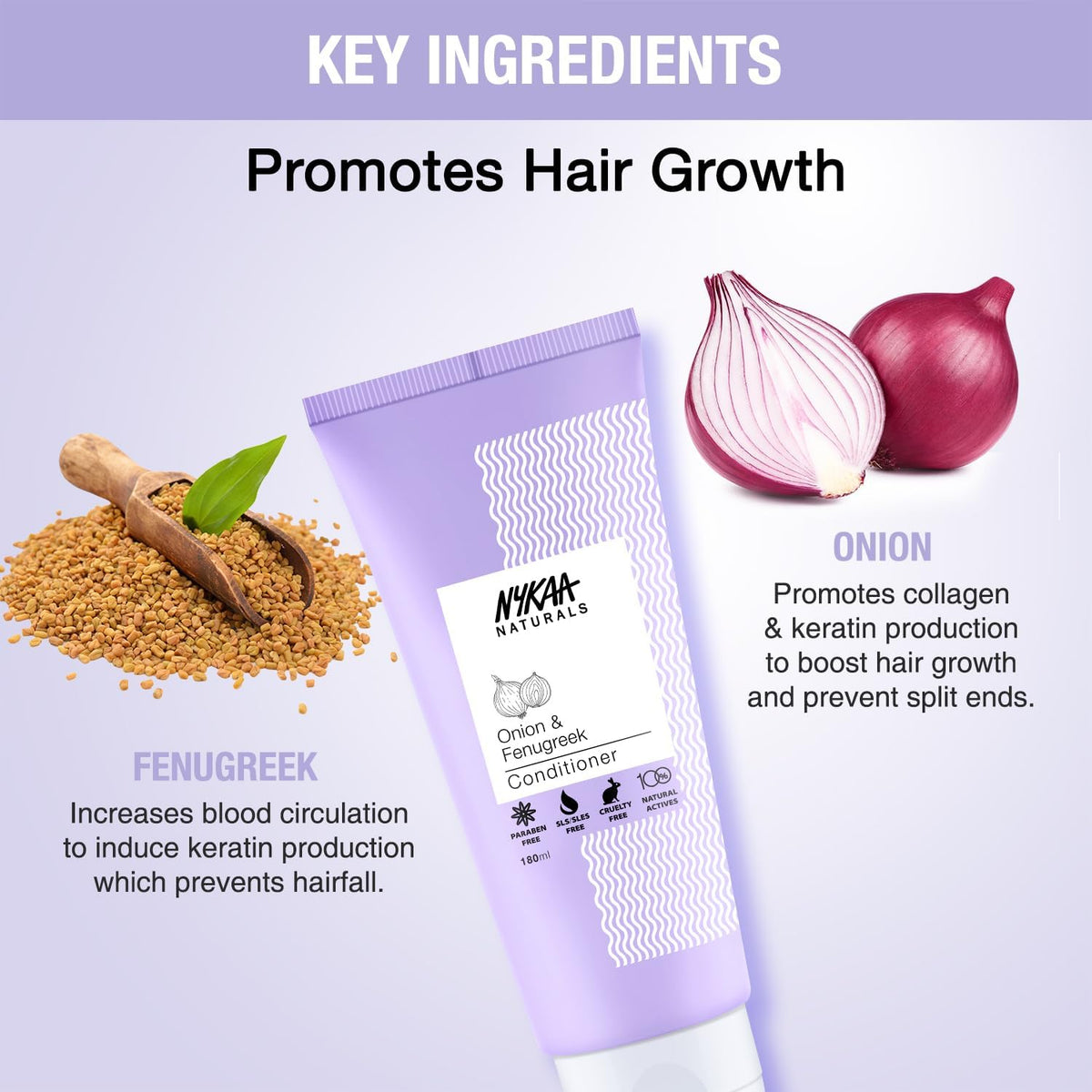 Nykaa Naturals Onion & Fenugreek Hair Growth Conditioner - 250ml - Image 3