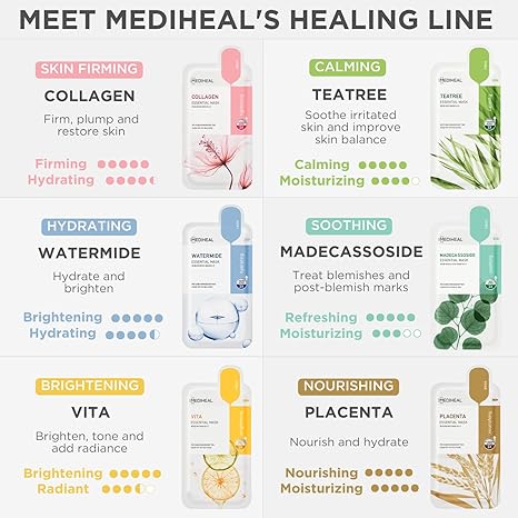 Mediheal Official Best No.1 Korean Sheet Mask | Egt Ampoule Face Mask | For Intensely Nourishing Firming Moisturizing With Retinal, Peptides, Collagen | All Skin Types Value Sets | 10 Sheets