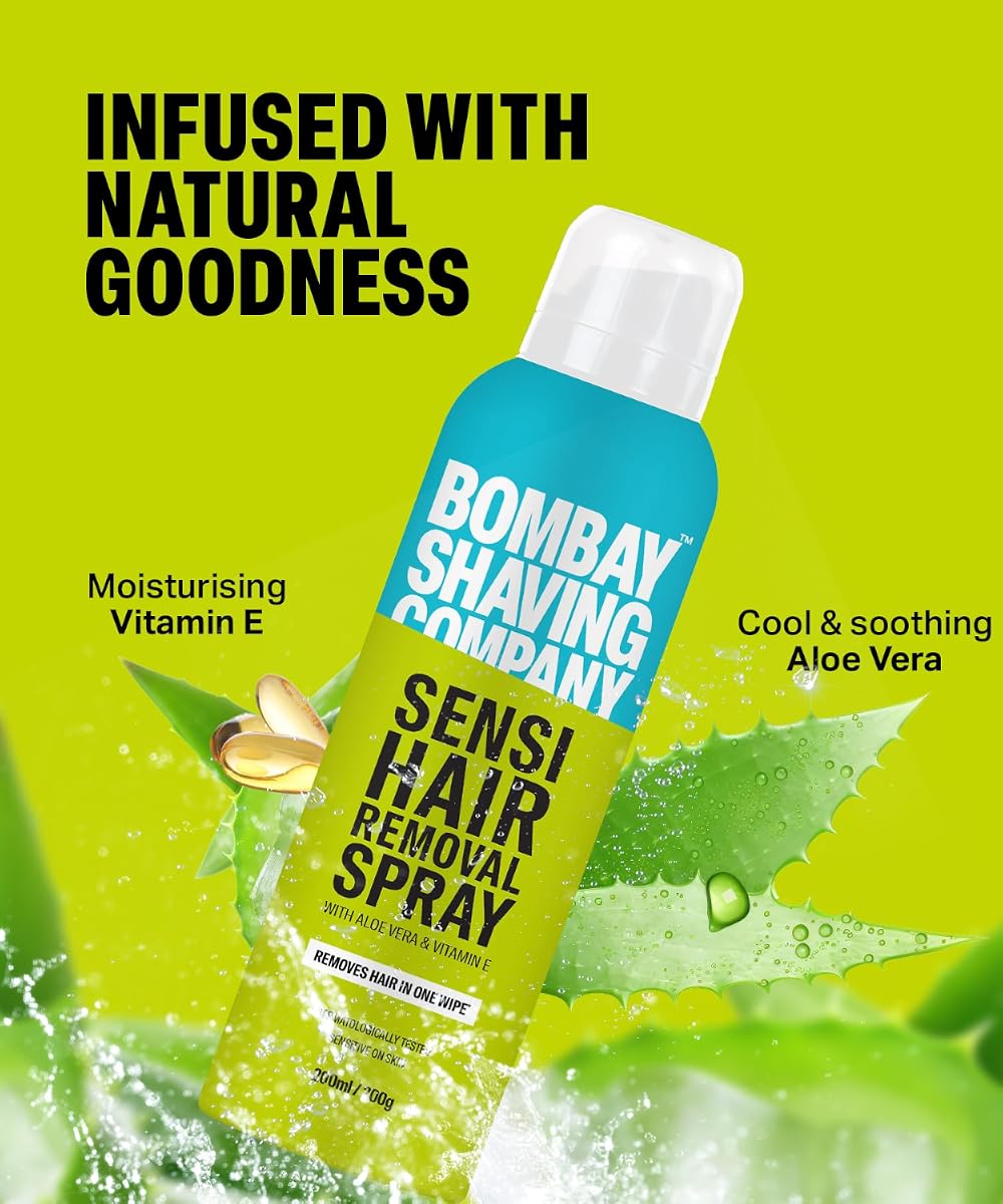 Bombay Shaving Company Sensi Hair Removal Spray - Aloe Vera & Vitamin E, 200g - Image 3