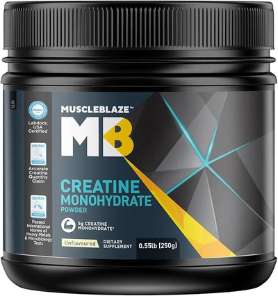 MuscleBlaze Creatine Monohydrate Powder - Unflavoured, 250g, 50 Servings