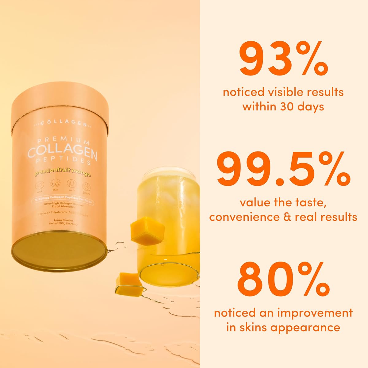The Collagen Co Premium Collagen Peptides with Passionfruit Mango - 560g - Image 3
