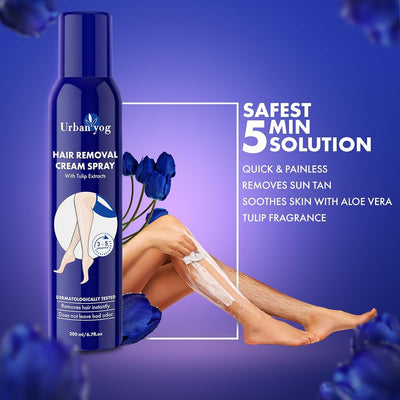 UrbanYog Hair Removal Cream Spray with Aloe Vera & Tulip Extract - 200ml - Image 7