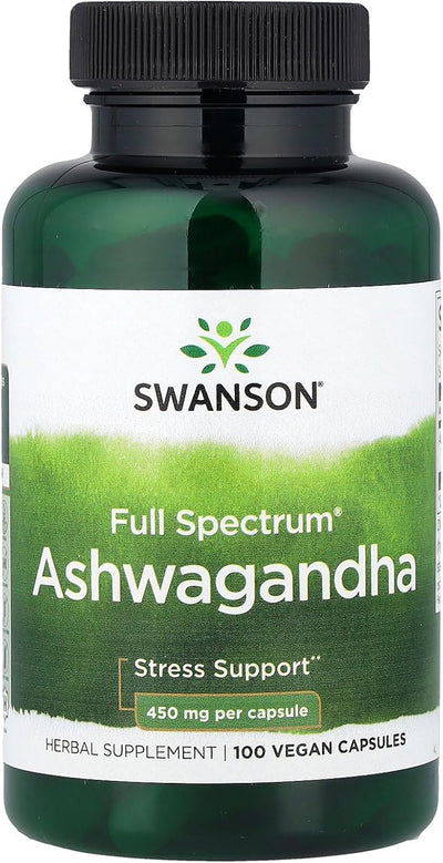 Swanson, Full Spectrum Ashwagandha, 100 Vegan Capsules (450 Mg Per Capsule)
