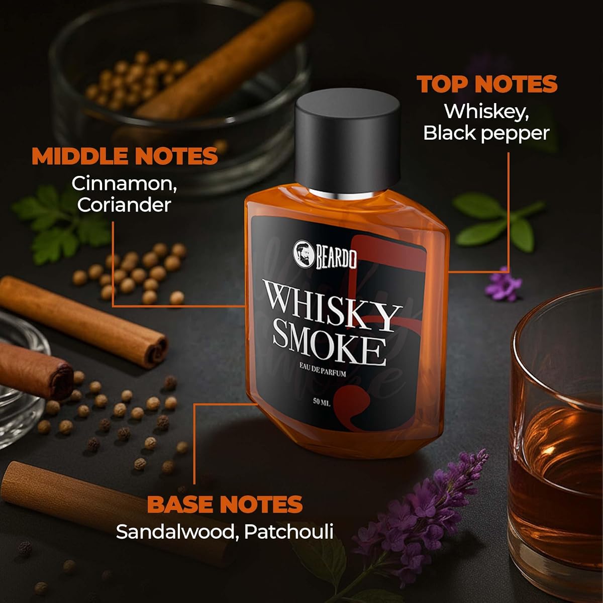 Beardo Whisky Smoke Eau De Parfum - Spicy, Woody-Oudh Scent, 50ml - Image 3