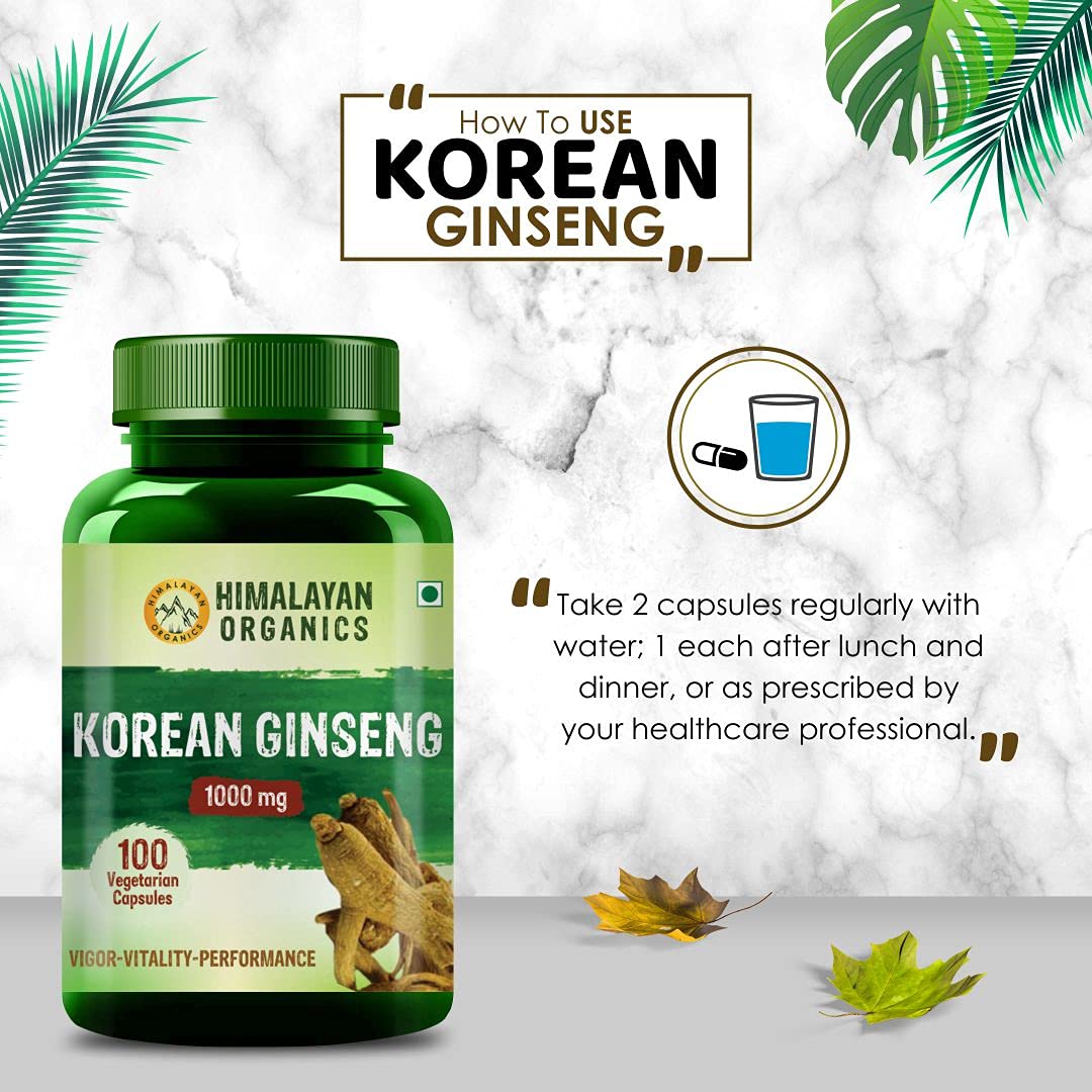 Himalayan Organics Korean Ginseng 1000mg 100 Tablets
