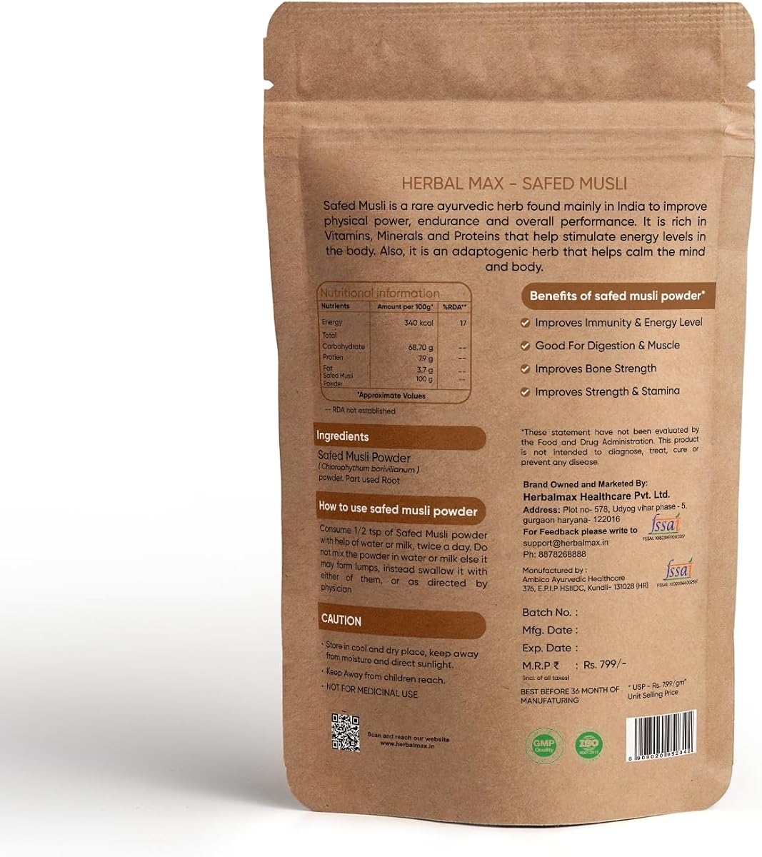 Herbal Max Safed Musli Powder - Organic Herbal Supplement - 100g - Image 6