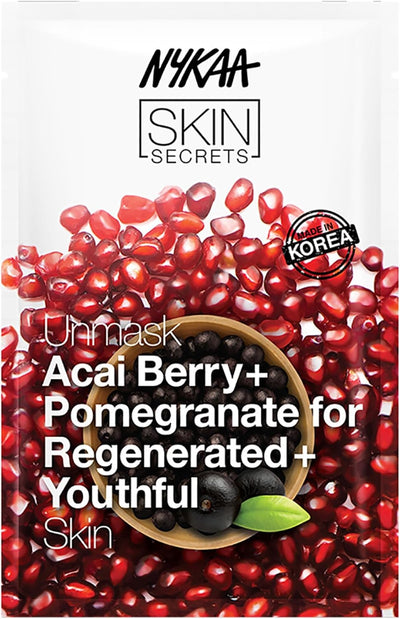 Nykaa Skin Secrets Acai Berry & Pomegranate Sheet Mask - Hydrating, 1 Sheet