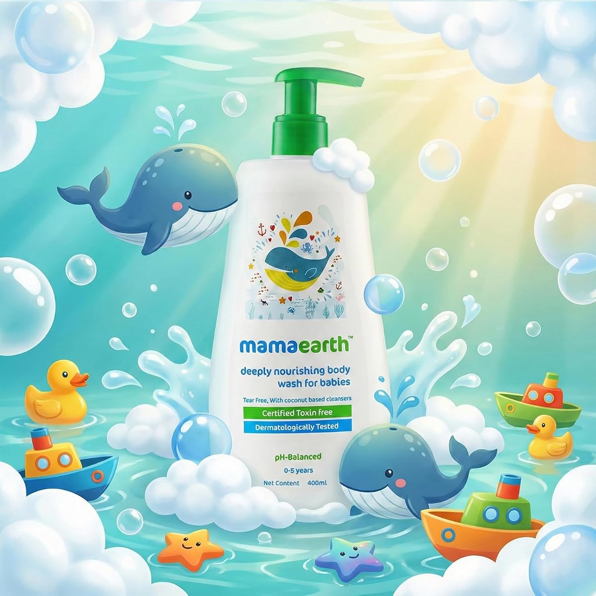 Mamaearth Deeply Nourishing Baby Body Wash - Coconut Oil & Aloe Vera Formula, 400ml - Image 4