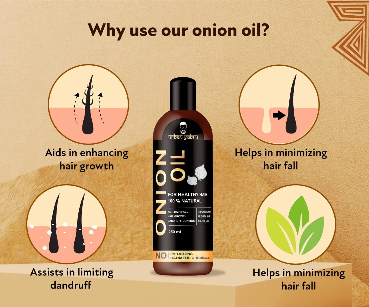 Urban Gabru Hair Regrowth Onion Oil - 100% Natural, 250 ml - Image 4