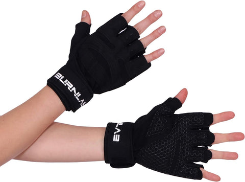 Burnlab Basic Gym Gloves with Wrist Support (Black , Large)