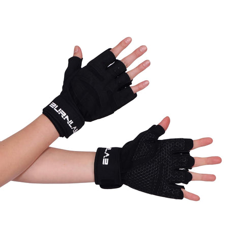 Burnlab Basic Gym Gloves with Wrist Support (Black , Medium)