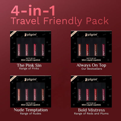 Pilgrim Matte Mini Liquid Lipstick - Spanish Squalane, Hydrating - 4 x 4ml Pack - Image 6