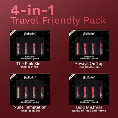 Pilgrim Mini Liquid Lipstick Pack - Nude Temptation, 4 x 4ml - Image 6