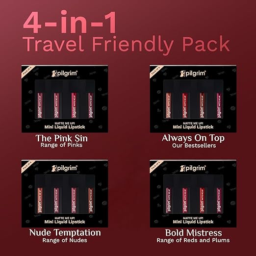 Pilgrim Mini Liquid Lipstick Pack - Nude Temptation, 4 x 4ml - Image 6