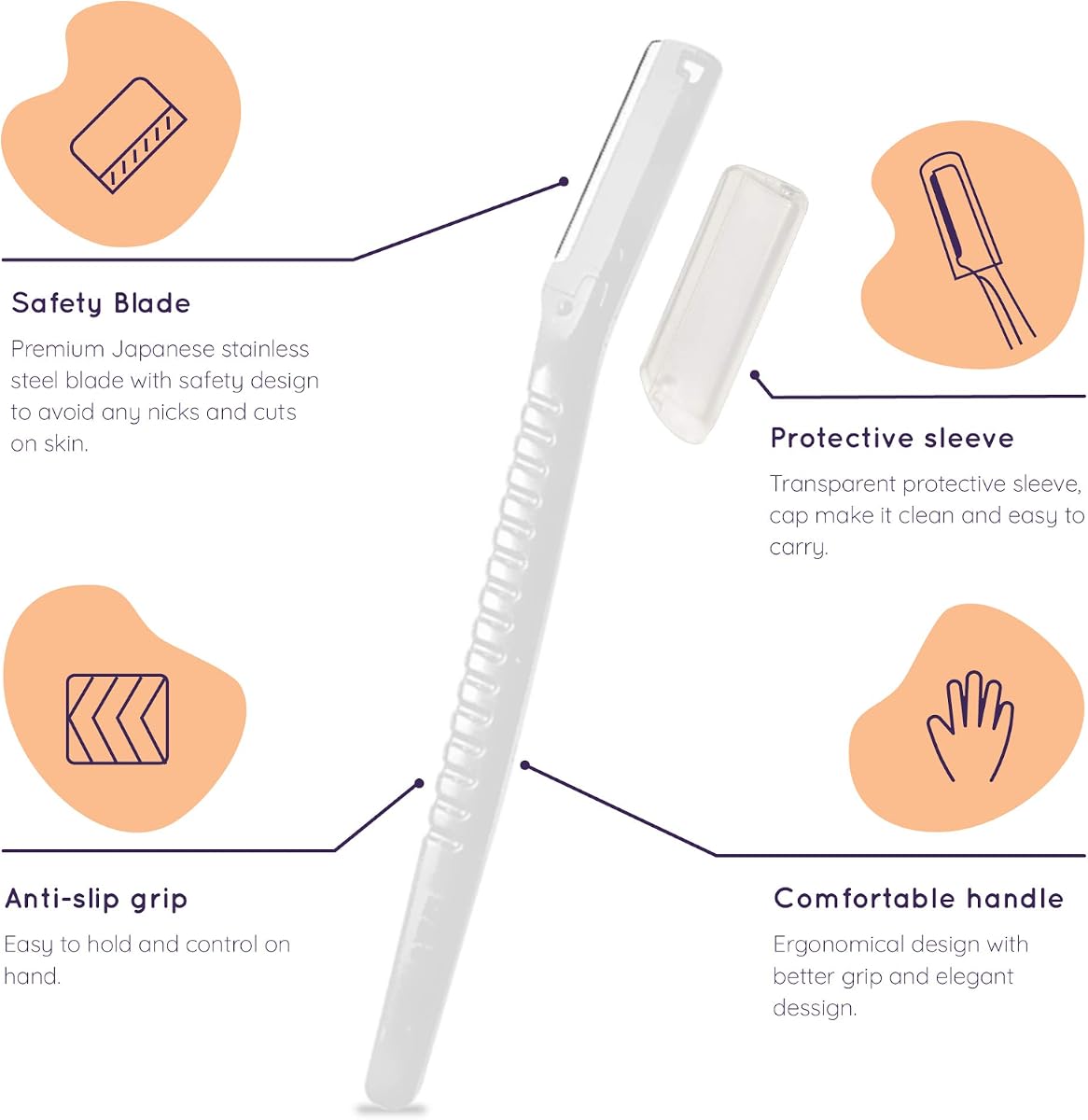 Sanfe Glide Face Razor - Stainless Steel Blade, Pain-Free Facial Hair Removal, 3 Units - Image 5