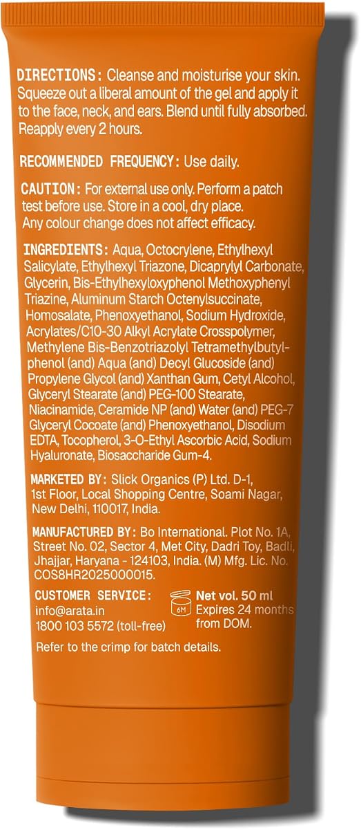 Arata SPF 50+ PA+++ Sunscreen Gel - Ultra Light, Water-Based, 50 ml - Image 8